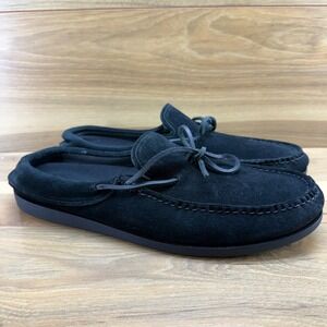 EASYMOC Moc Toe Slip On Mules Loafers Mens 12 Black Suede Maine USA Made Vibram